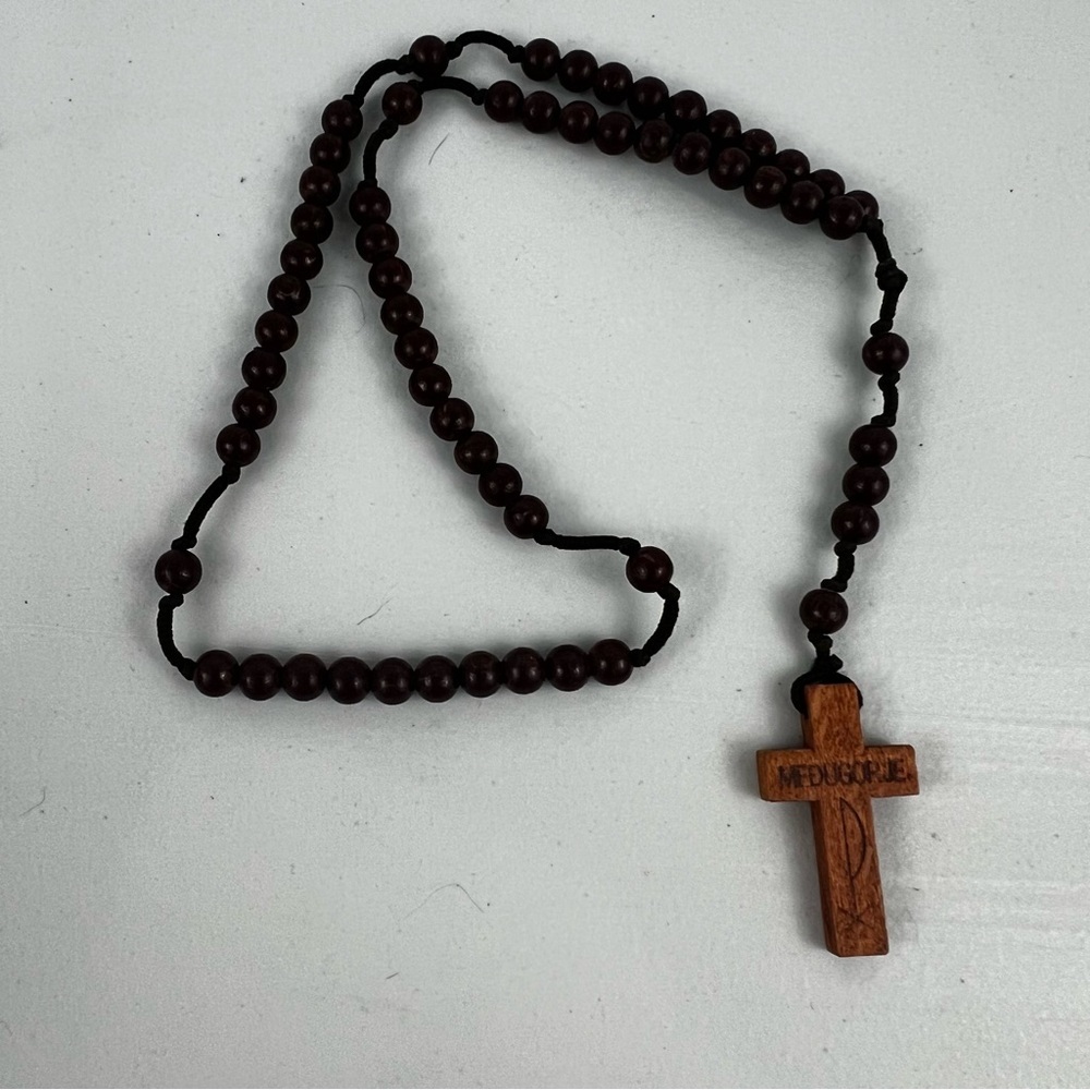 Vintage Wood Rosary w/ Wood Beads